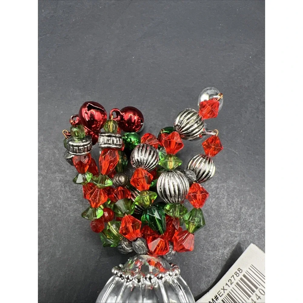 Ganz Holiday Bottle Stopper SS with Green Enamel Tree Tag Jingle Bells NWT